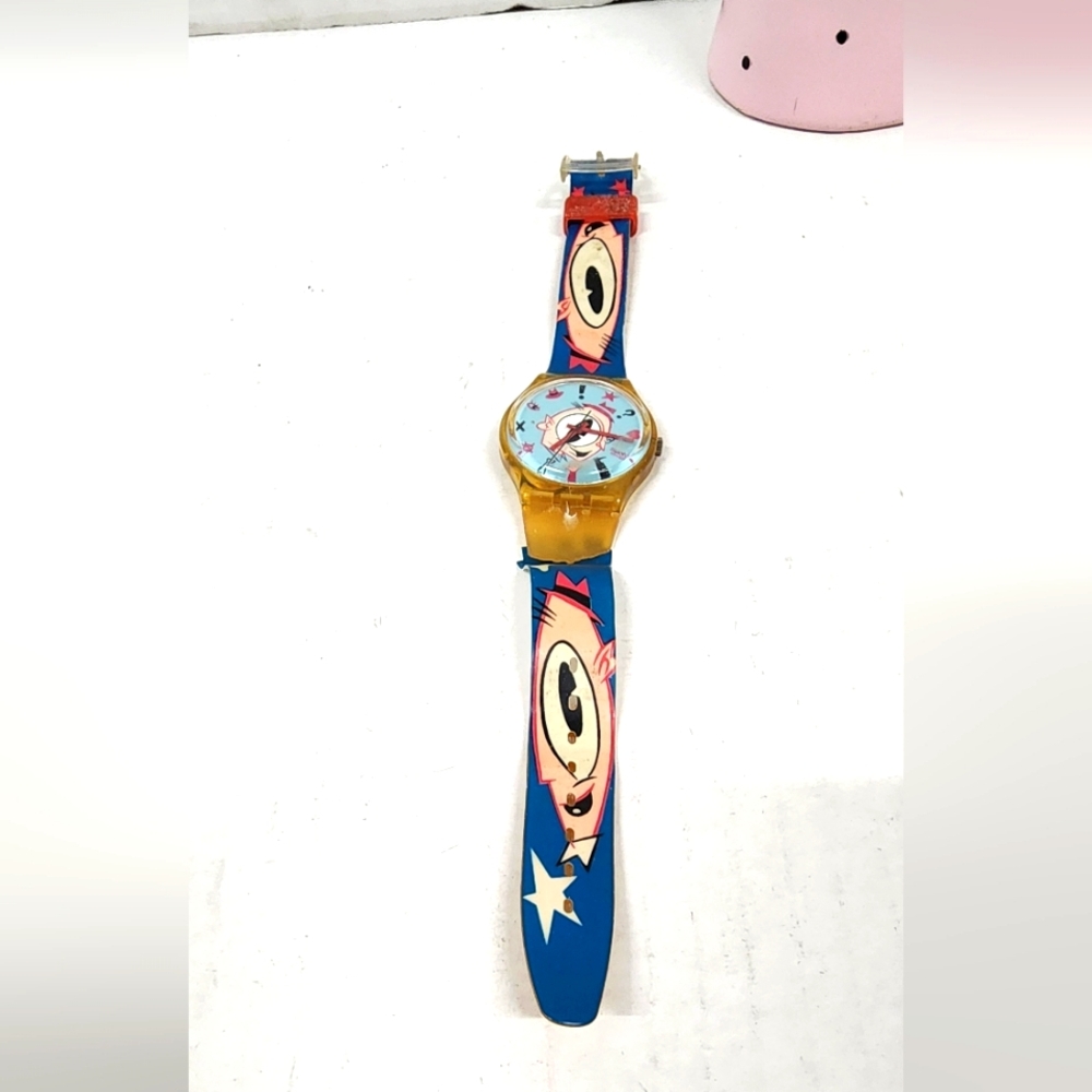 Vintage Swatch Watch Gulp Massimo Giacon Cartoon Swiss Watch 1991
